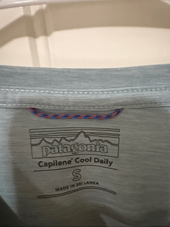 Patagonia Light Seafoam Green Short Sleeve Tee with Small Wave Logo - Picture 3 of 8